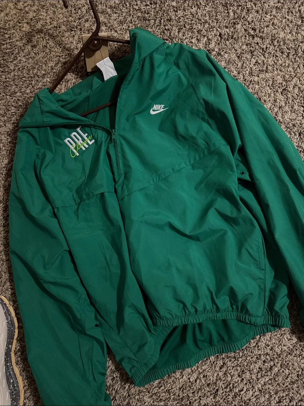 Nike Green Hooded Windbreaker with White Swoosh